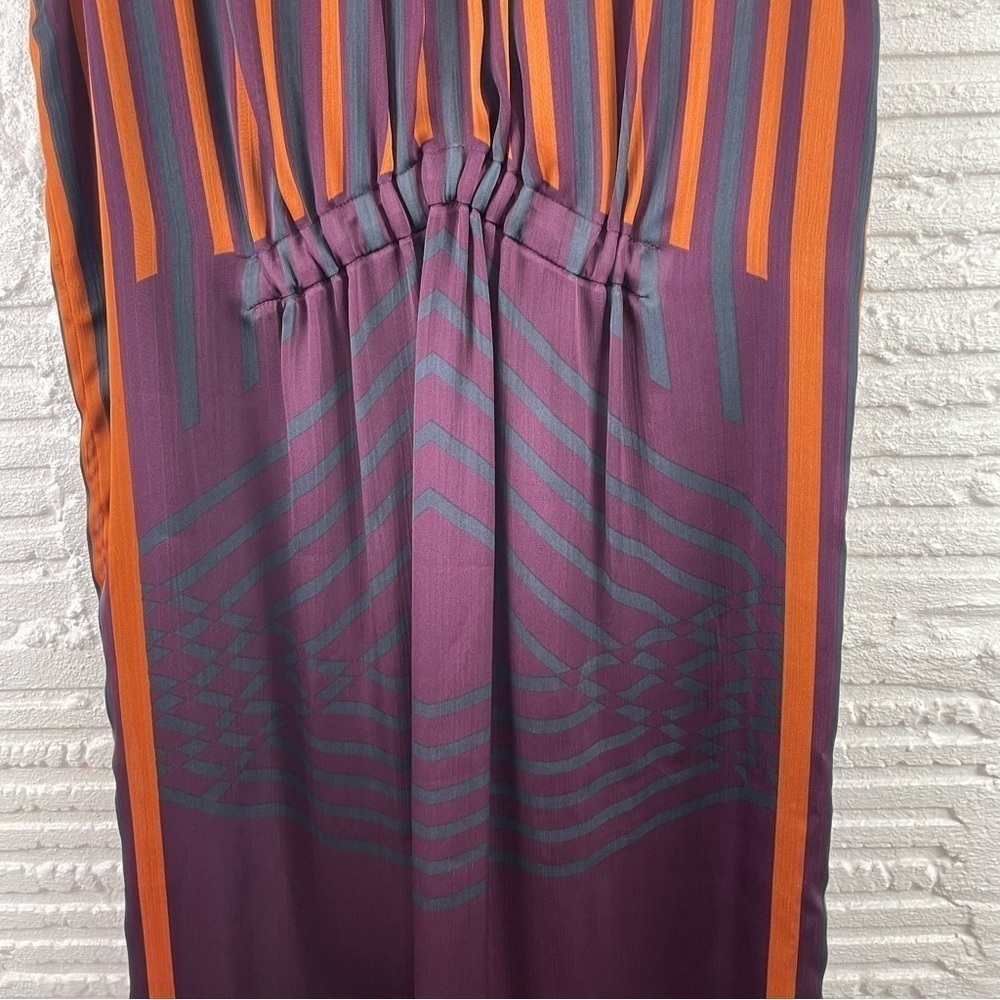 Max Studio London Sleeveless Midi Dress Silky Flowy V-Neck Multi Color Stripe S - Picture 12 of 16